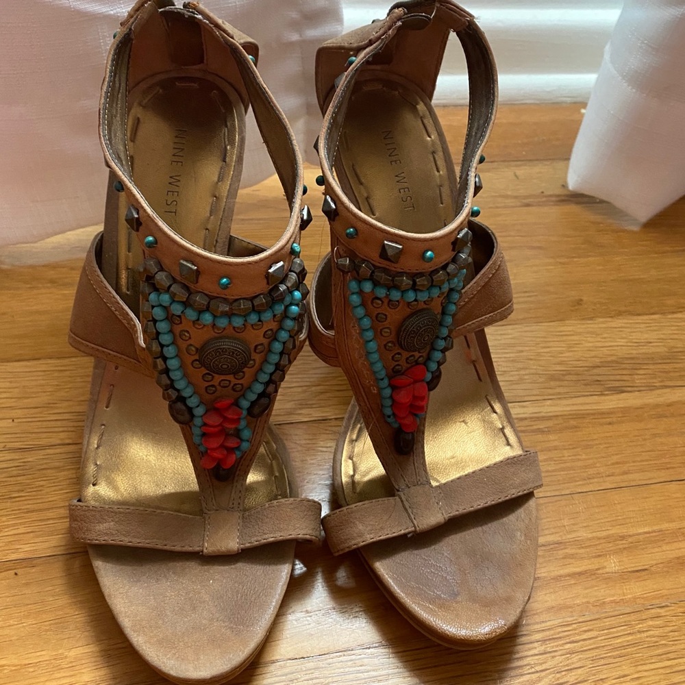 Nine West suede beaded heel.